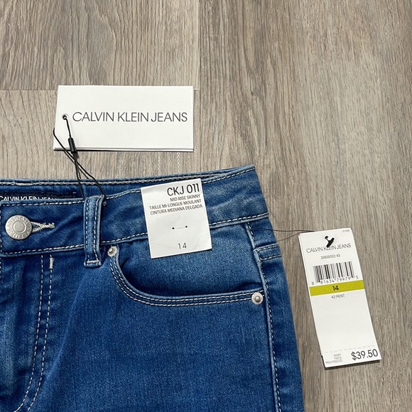 NWT Calvin Klein Jeans size 14 girl mid-rise skinny blue jeans - Picture 3 of 14